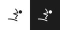 Diving icon pictogram vector design. Stick man diving athlete on the diving board preparing to jump and dive icon sign symbol Royalty Free Stock Photo