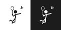 Playing badminton icon pictogram vector design. Stick figure man badminton player jump smash vector icon sign symbol pictogram
