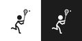 Lacrosse icon pictogram vector design. Stick figure man lacrosse player vector icon sign symbol pictogram