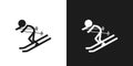 Snow skiing icon pictogram vector design. Stick figure man sports player skier vector icon sign symbol pictogram Royalty Free Stock Photo