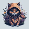 Vector cat kawaii wearing hoodie tshirt design Royalty Free Stock Photo