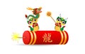 Happy Chinese new year 2024 and little dragon in year of the dragon zodiac Capricorn calendar poster design gong xi fa cai