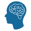 Human brain medical vector icon on white background. Human brain symbol. black and white Icon brain. Royalty Free Stock Photo