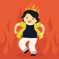 Flaming woman. Vector illustration in flat design.