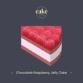 Chocolate Raspberry Jelly Cake in flat and minimal style