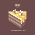 Chocolate Honey Cake in flat and minimal style Royalty Free Stock Photo
