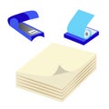 Stationery item stapler with page Royalty Free Stock Photo