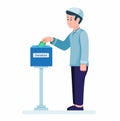 Muslim Man Put Money To Donation Box Symbol Cartoon illustration Vector Royalty Free Stock Photo