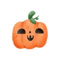 jack o lantern pumpkin watercolor Happy Halloween holiday. Orange pumpkin Royalty Free Stock Photo