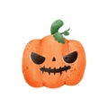 jack o lantern pumpkin watercolor Happy Halloween holiday. Orange pumpkin Royalty Free Stock Photo