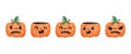 set of group jack o lantern pumpkin watercolor Happy Halloween holiday. Orange pumpkin Royalty Free Stock Photo