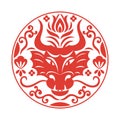 Logo design, emblem, label. Head of dragon in the circle. Chinese New Year . Royalty Free Stock Photo