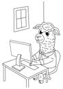 Book coloring for kid with sheep character hand draw