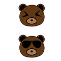 vector illustration design of two bear heads wearing glasses and smiling.