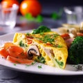 Omelet with mushrooms, spinach and cheese