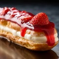 Chocolate eclairs with berries