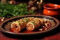 Chicken roll stuffed with cheese and nuts Royalty Free Stock Photo