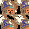 Halloween Pattern design with spooky elements Royalty Free Stock Photo