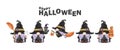 Set of collection Watercolor cute gnomes happy Halloween party group gnomes vector illustration on white background