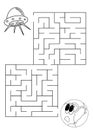 Puzzle maze education for kid with space universe character design