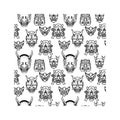 Pattern design hand draw with mask character illustration Royalty Free Stock Photo