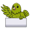 Cute green canary cartoon waving hand Royalty Free Stock Photo