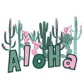 Doodle cactus graphics with Aloha typography