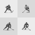 hockey player silhouette NHL sports game vector set design