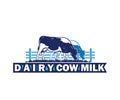 DAIRY COW MILK POSTER LOGO, HEALTHY CATTLE EATING GRASS