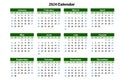 Simple calendar 2024 green and black color