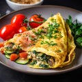 Omelet with mushrooms, spinach and cheese