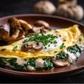 Omelet with mushrooms, spinach and cheese