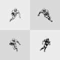 American football player silhouette rugby sports game vector set