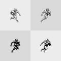 American football player silhouette rugby sports game vector set Royalty Free Stock Photo