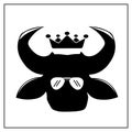 vector illustration design of bull head silhouette with glasses and crown. Royalty Free Stock Photo