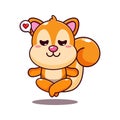 cute squirrel doing meditation yoga cartoon vector illustration. Royalty Free Stock Photo