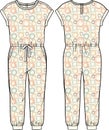 Girls and Women Wear Jumpsuit and Bodysuits Vector Front and Back