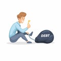 Office Worker Find The Key To Debt Problem Metaphor Finance Business Cartoon illustration Vector Royalty Free Stock Photo