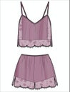 Womens Cami and Shorts Satin Matching Nightwear Set Royalty Free Stock Photo