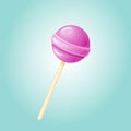 Purple sweet lollipop, sugar caramel on the stick cartoon Royalty Free Stock Photo