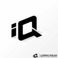 letter IQ font 3D with shadow. Related to typography initial monogram tech Royalty Free Stock Photo