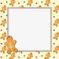 Gingerbread Christmas frame, happy man cookie for Santa. Print for notebook or coloring book for kids.