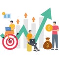 Business team working on financial growth Illustration Royalty Free Stock Photo