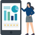 Young lady doing Data Analytics Illustration Royalty Free Stock Photo