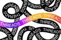 Threads Instagram App Text Effect in Screw Thread Shape with Black and Rainbow Color