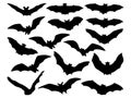 Set of bats silhouette vector art on a white background