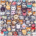 Whimsical Animal Paradise - Cute Pixel Pattern Vector Illustration