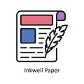 Inkwell Paper Vector Fill outline Icon Design illustration. Astrology And Zodiac Signs Symbol on White background EPS 10 File