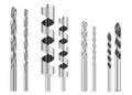 set of realistic metallic drill bits or metal work steel tools. eps vector.. Royalty Free Stock Photo