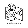 Chef Location Vector outline Icon Design illustration. Map and Navigation Symbol on White background EPS 10 File